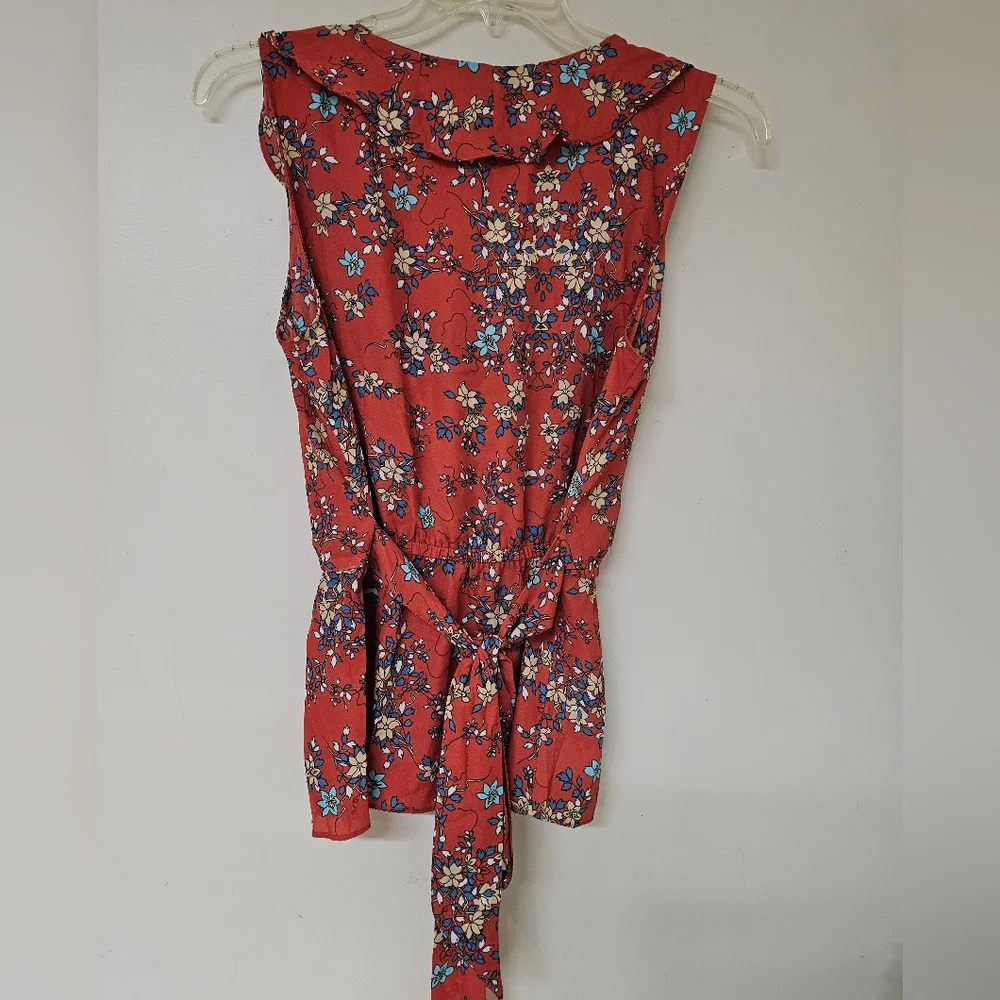 Max Studio Floral Burnt Orange Sleeveless Top Size L - Picture 5 of 5